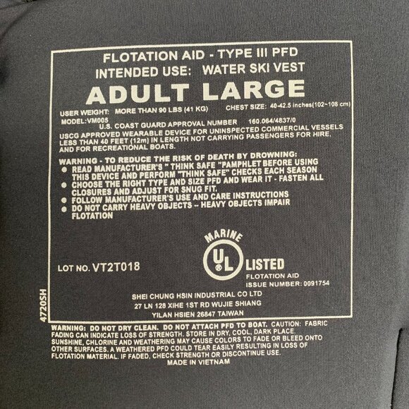 O'Neill Adult LG Grey/Red Approved Lifejacket. Style 4720 - Picture 4 of 5